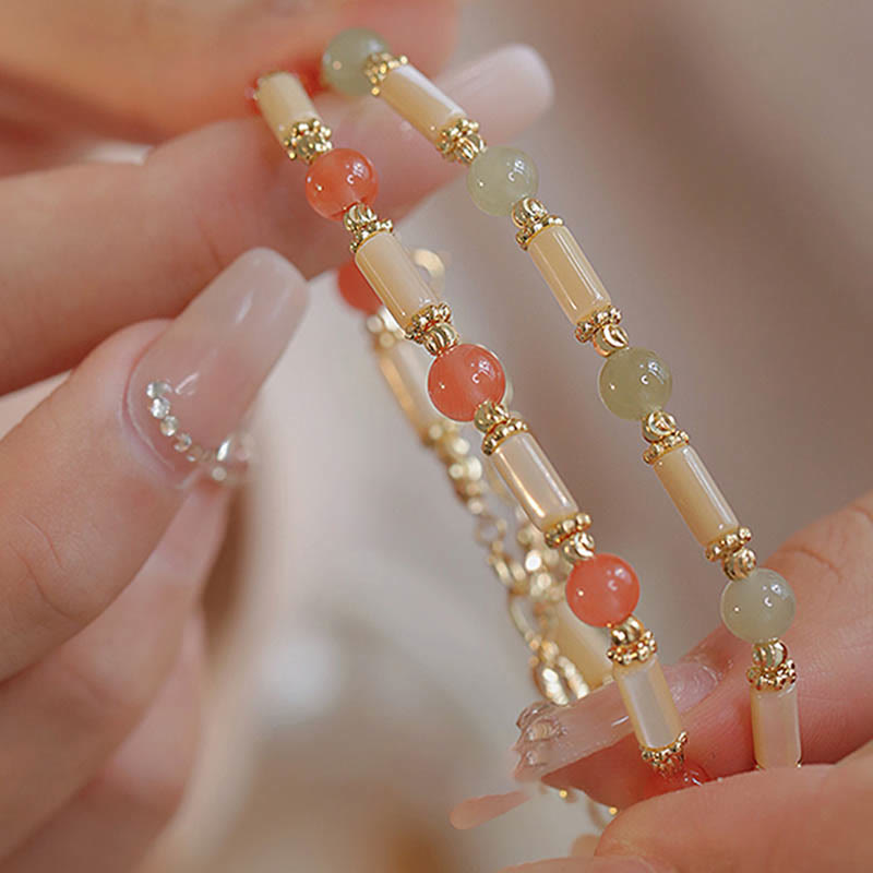 Nimara Ritual Tridacna Stone Red Agate Hetian Jade Blessing Bracelet