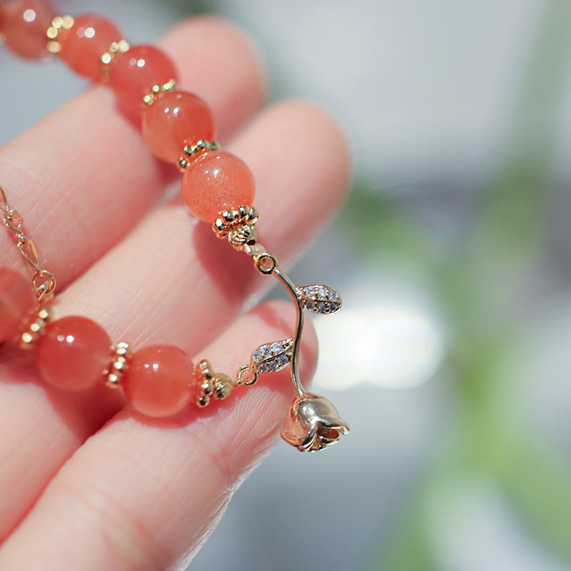 Nimara Ritual Natural Red Agate Rose Confidence Calm Chain Bracelet