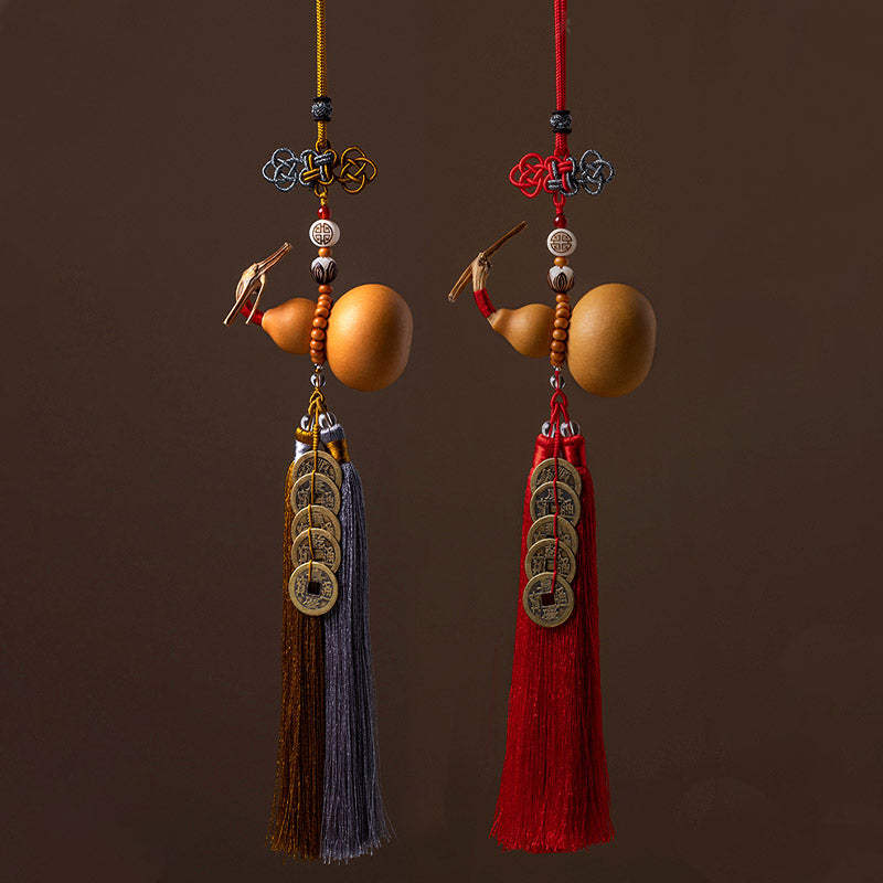 Nimara Ritual Feng Shui Coins Gourd Chinese Knot Lucky Coins Five Emperor Money Wealth Tassels Decoration