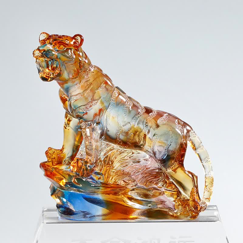 Nimara Ritual Handmade Liuli Crystal Tiger Art Piece Protection Home Decoration