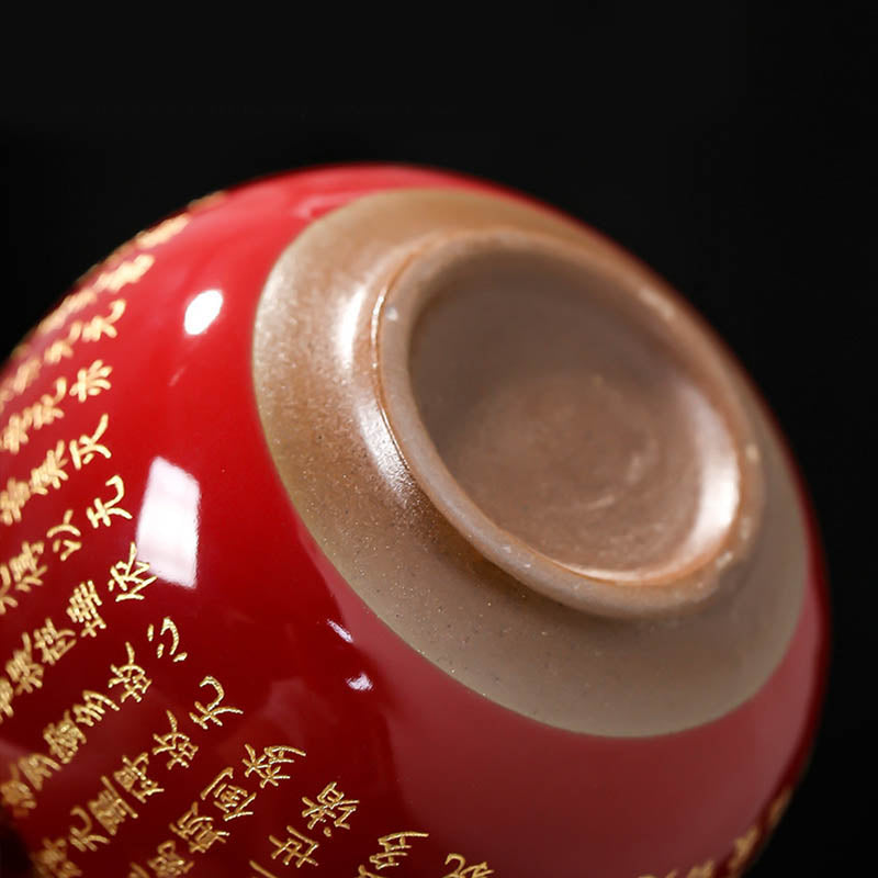 Nimara Ritual Heart Sutra Great Compassion Mantra Engraved Ceramic Teacup Kung Fu Tea Cup