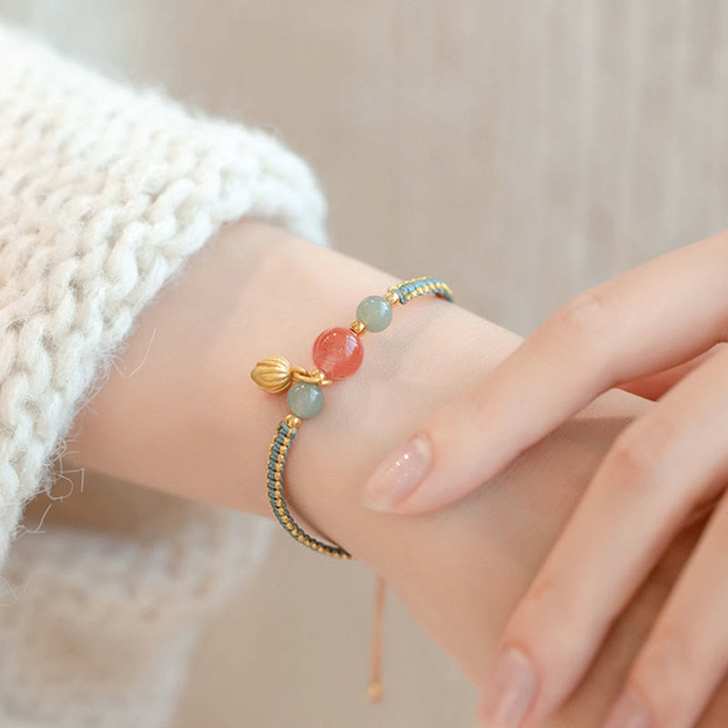 Nimara Ritual Red Agate Jade Lotus Confidence Calm String Bracelet