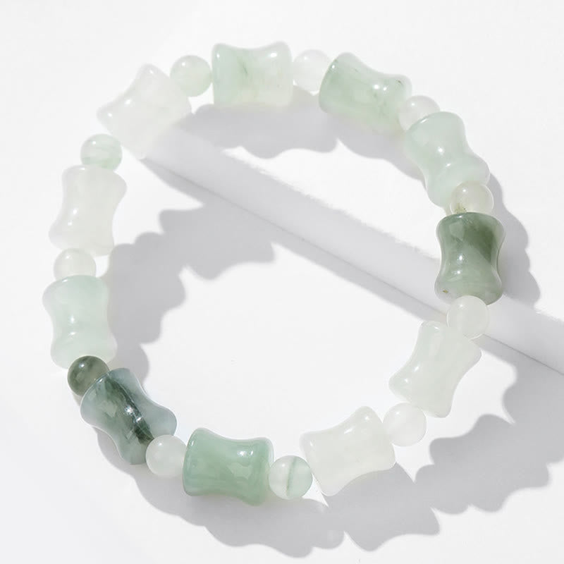 Nimara Ritual Jade Coconut Shell Bamboo Pattern Abundance Luck Bracelet