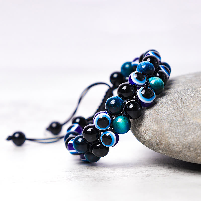 Nimara Ritual Evil Eye Hematite Tiger Eye Protection Beaded Bracelet