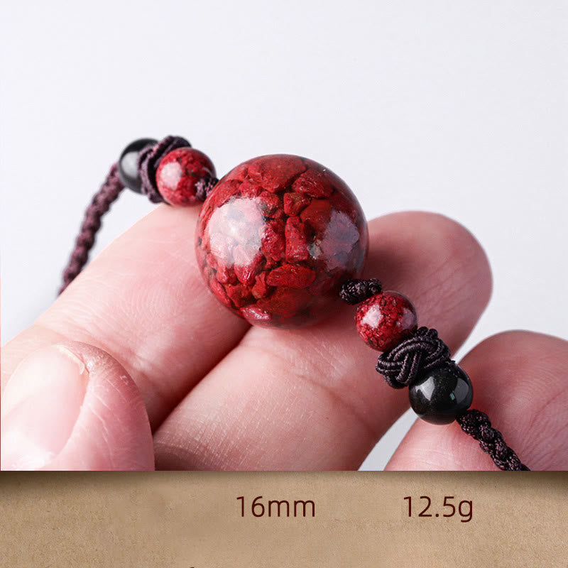 Nimara Ritual Natural Cinnabar Stones Bead Blessing Necklace Pendant