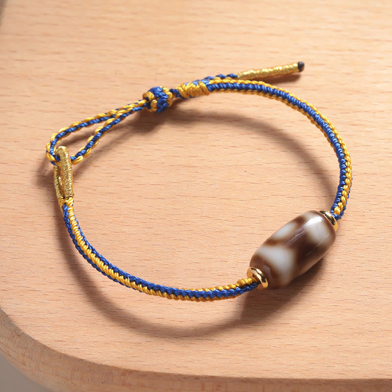 Nimara Ritual Tibetan Three-eyed Dzi Bead Luck Happiness Bracelet