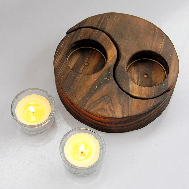 Nimara Ritual Yin Yang Wood Candle Holder Meditation Rituals Use Items