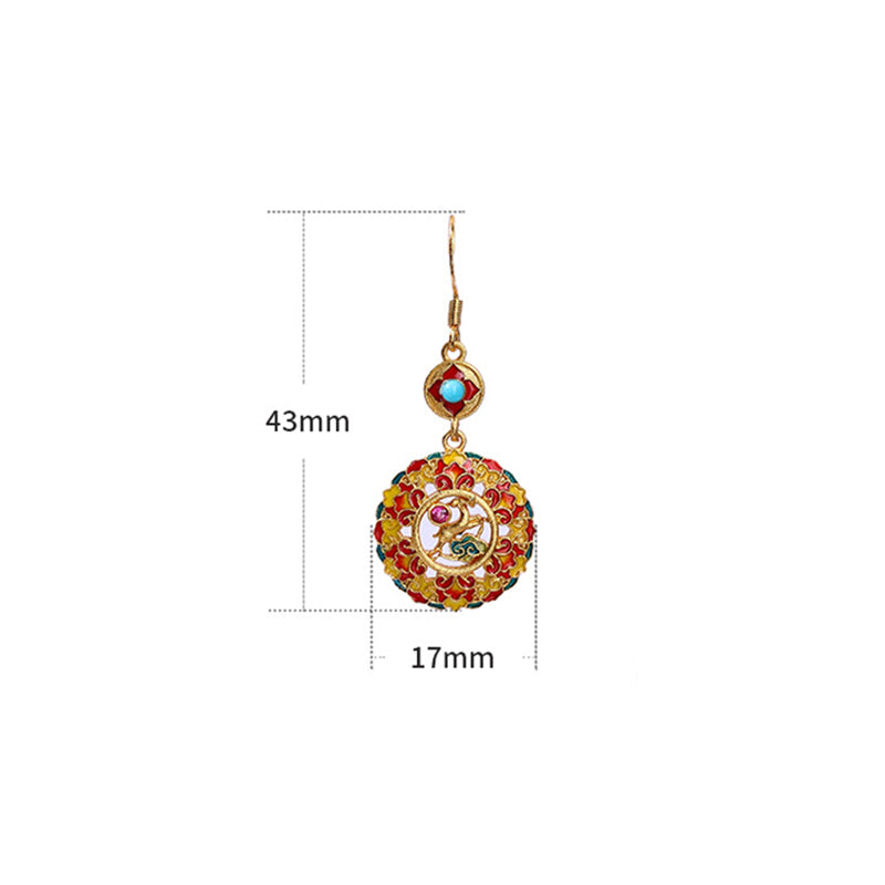 Nimara Ritual 24K Gold Plated Dunhuang Color Elk Copper Balance Drop Earrings