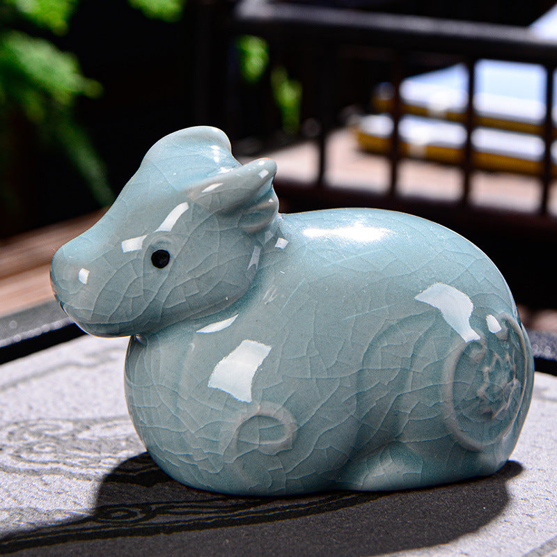 Nimara Ritual Chinese Zodiac Wealth Ceramic Tea Pet Home Figurine Decoration