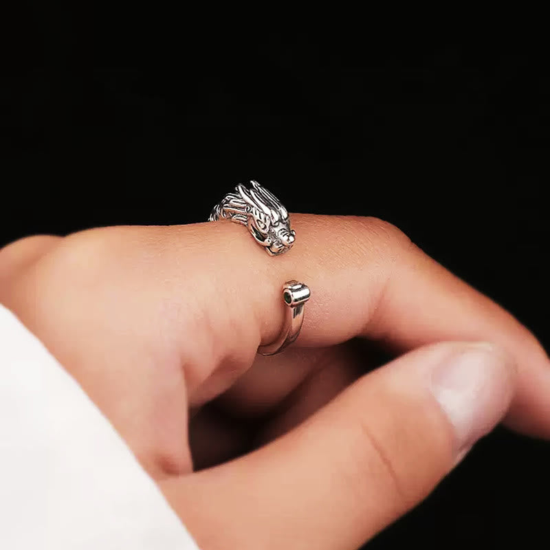 Nimara Ritual Vintage Dragon Design Success Strength Adjustable Ring