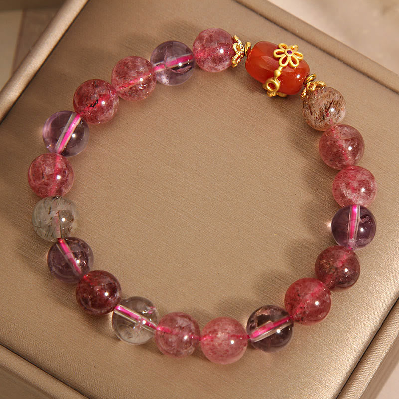 Nimara Ritual Natural Super Seven Crystal Red Agate Positivity Bracelet