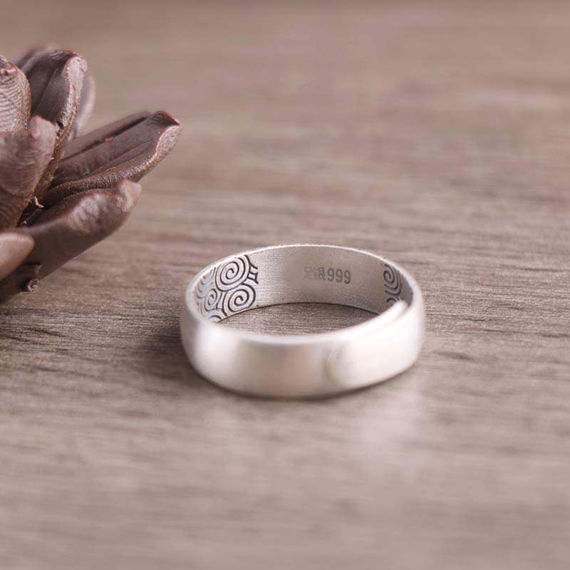 Nimara Ritual 999 Sterling Silver Lotus Elephant Six True Words Blessing Ring