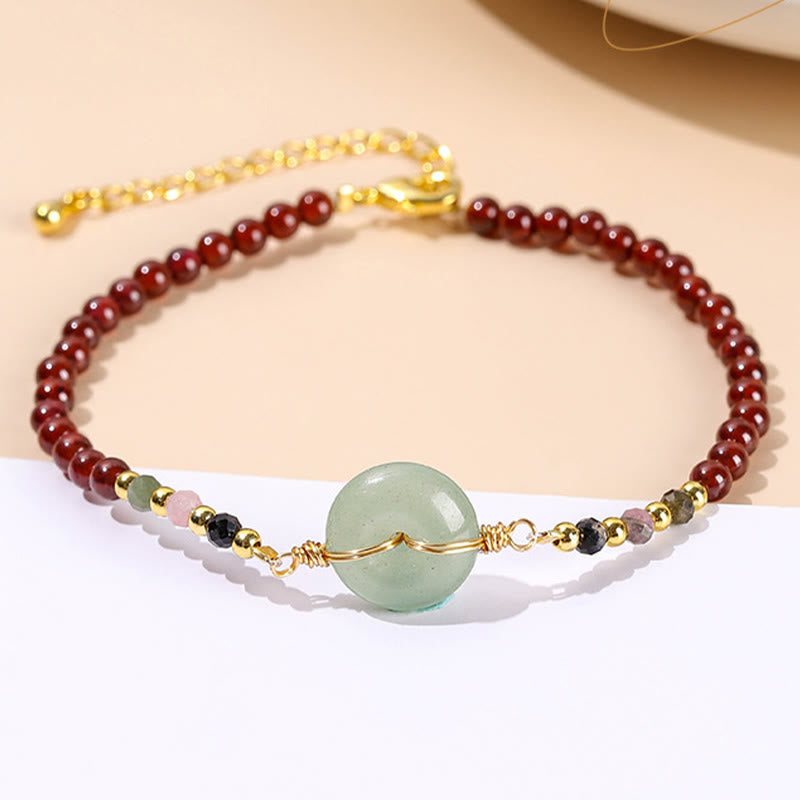 Nimara Ritual Natural Garnet Peace Buckle Bead Calm Bracelet