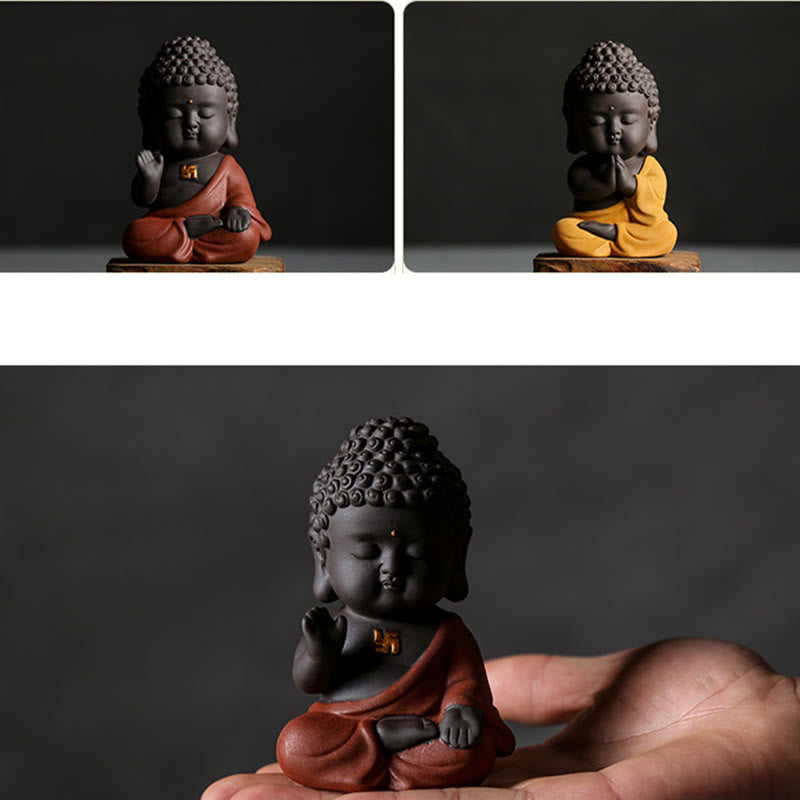 Nimara Ritual Small Buddha Serenity Purple Clay Home Desk Decoration