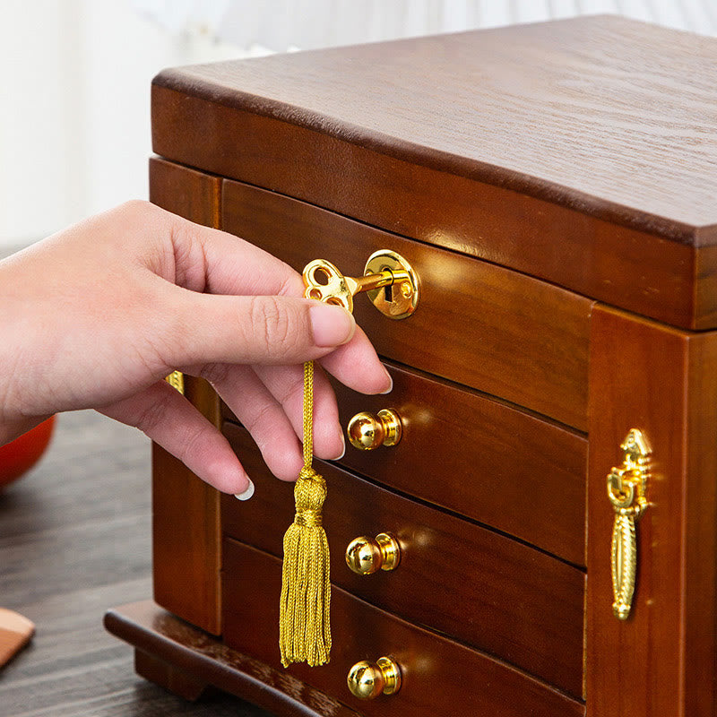 Nimara Ritual Vintage Large Capacity Wooden Jewelry Box Jewelry Storage Box With Mirror