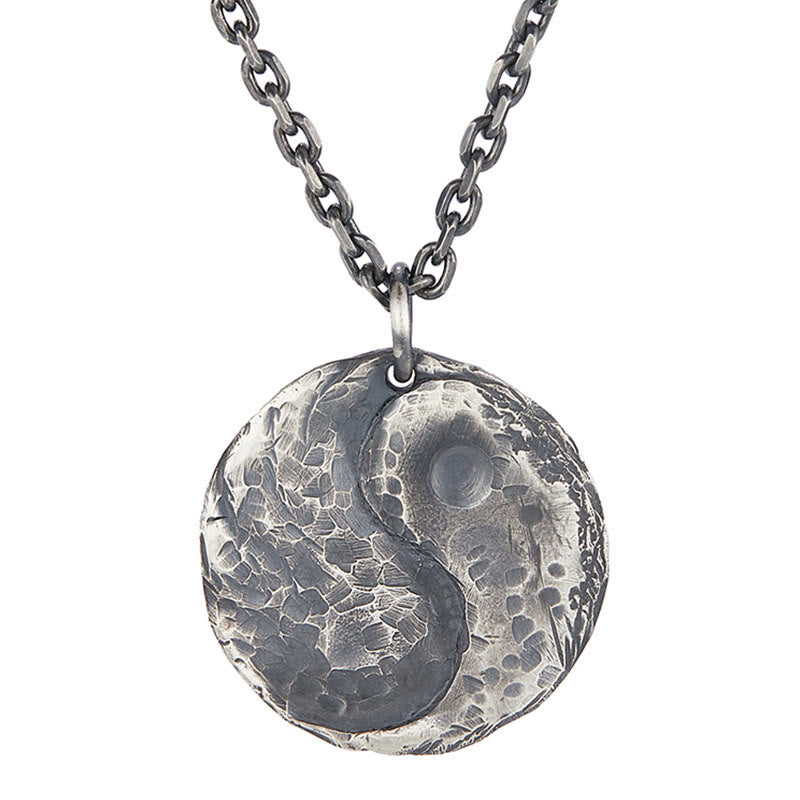 Nimara Ritual 990 Sterling Silver Yin Yang Hammer Texture Harmony Necklace Pendant