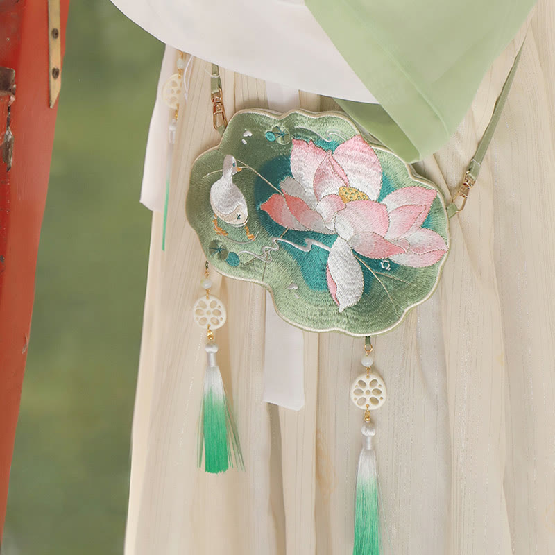 Nimara Ritual Luck Embroidery Lotus Koi Fish Rabbit Flower Hanfu Bag Crossbody Bag Shoulder Bag