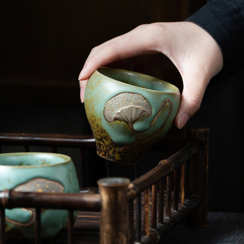 Nimara Ritual Lotus Pod Engraved Teacup Kung Fu Tea Cup