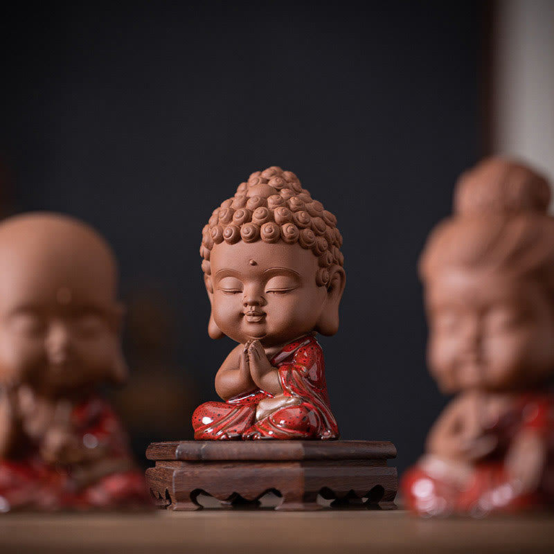 Nimara Ritual Mini Gautama Buddha Sakyamuni Kwan Yin Avalokitesvara Ksitigarbha Serenity Ceramic Desk Decoration