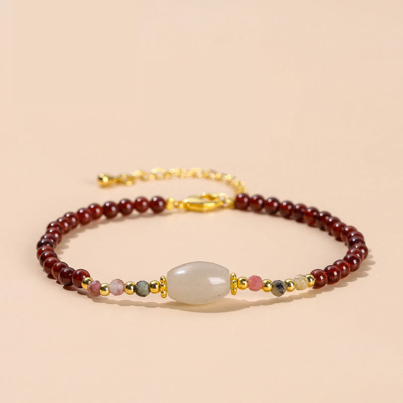 Nimara Ritual Garnet Jade Tourmaline Bead Passion Bracelet