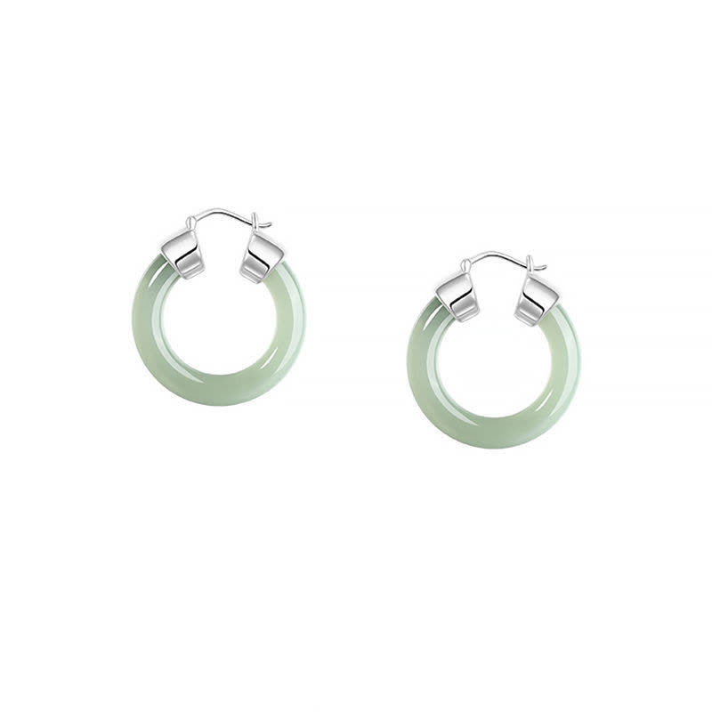 Nimara Ritual Round Jade White Jade Prosperity Earrings