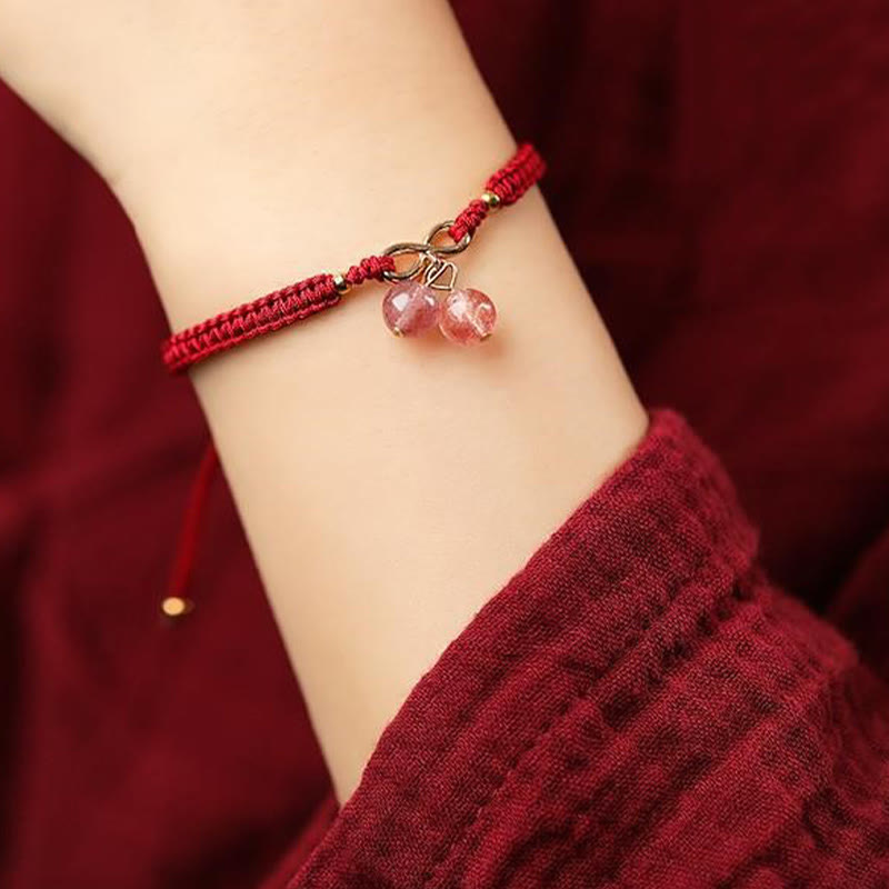 Nimara Ritual Natural Strawberry Quartz Amethyst Green Phantom Bead Positive Bracelet
