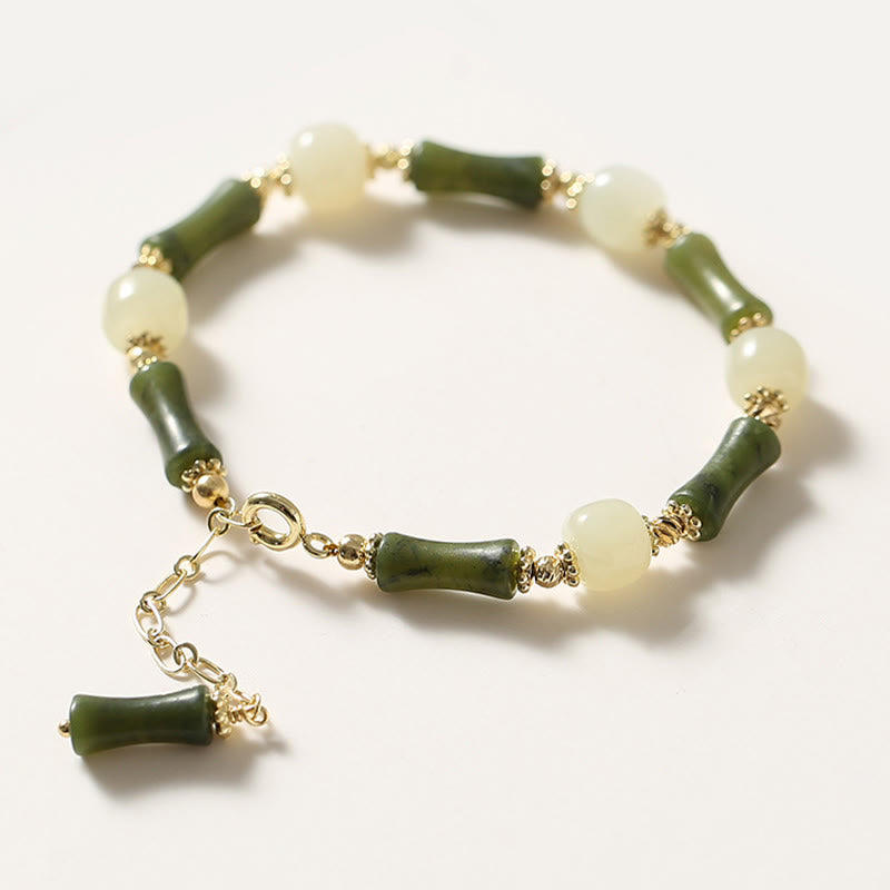 Nimara Ritual Glass Bead Bamboo Luck Strength Chain Bracelet