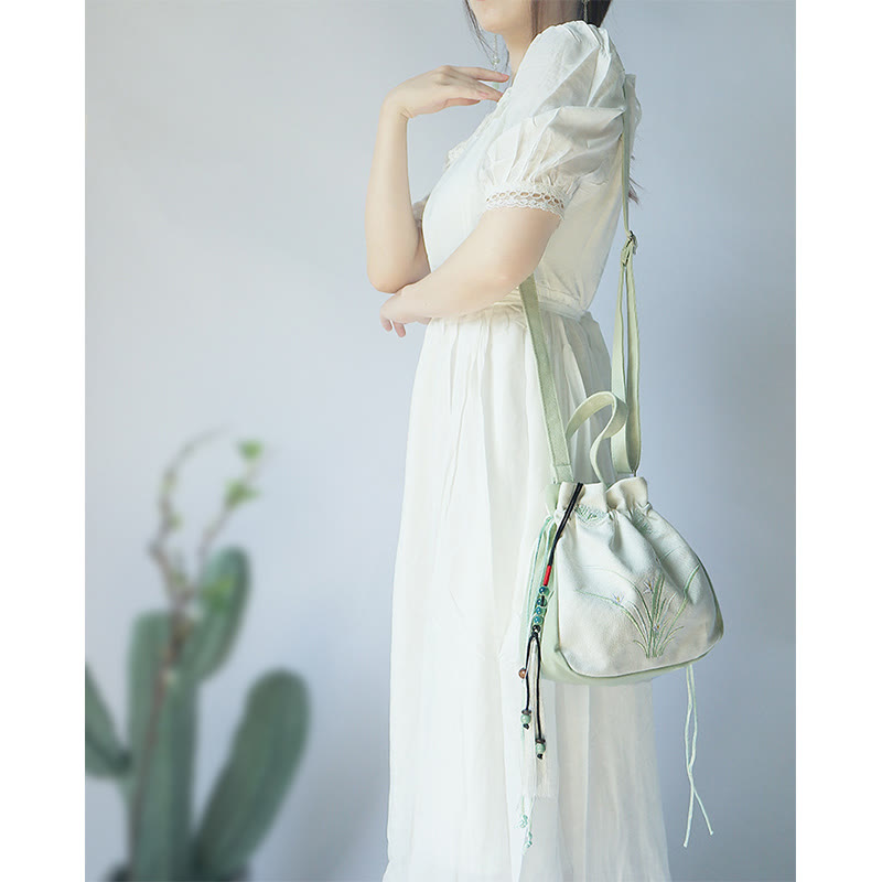 Nimara Ritual Handmade Embroidered Flowers Canvas Tote Shoulder Bag Handbag