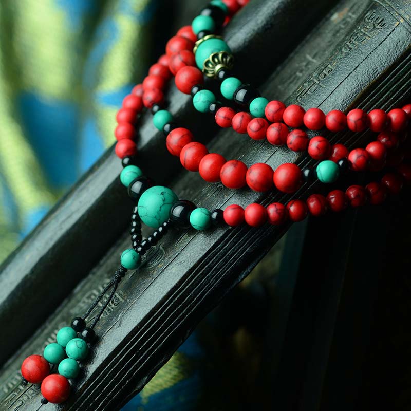 Nimara Ritual Turquoise Black Onyx Red Turquoise Bead Protection Bracelet