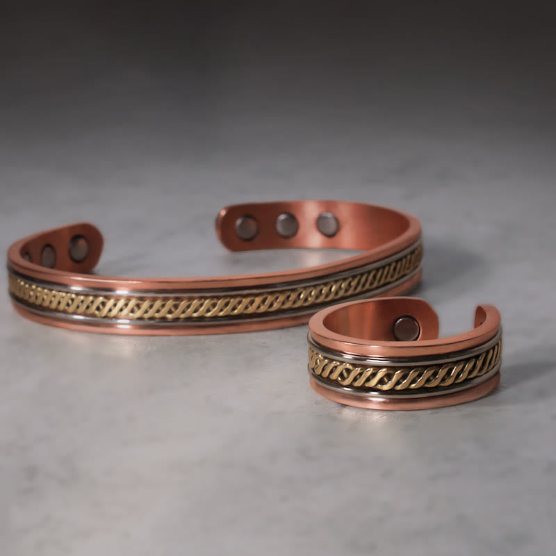 Nimara Ritual Magnetic Copper Balance Adjustable Cuff Bracelet Bangle Ring