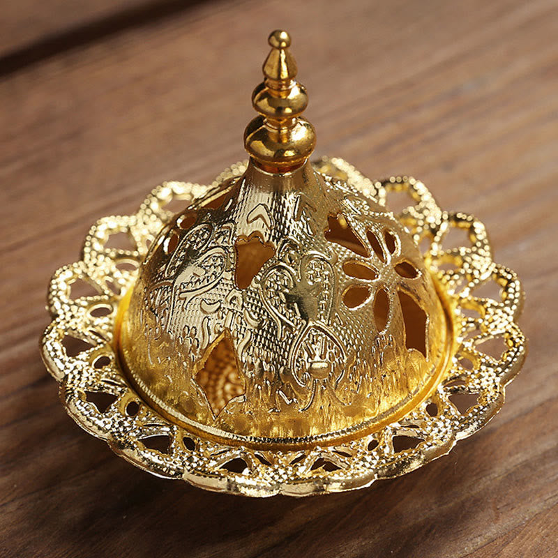 Nimara Ritual Gold Gourd Star Feather Spiritual Meditation Mini Alloy Metal Incense Burner