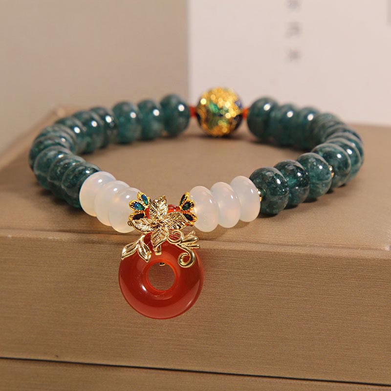 Nimara Ritual Jade White Agate Red Agate Peace Buckle Abacus Beads Luck Bracelet