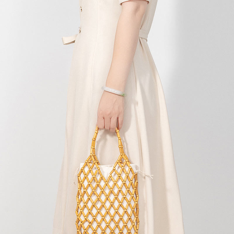 Nimara Ritual Hand-woven Mesh Hollow Wooden Beads Handbag
