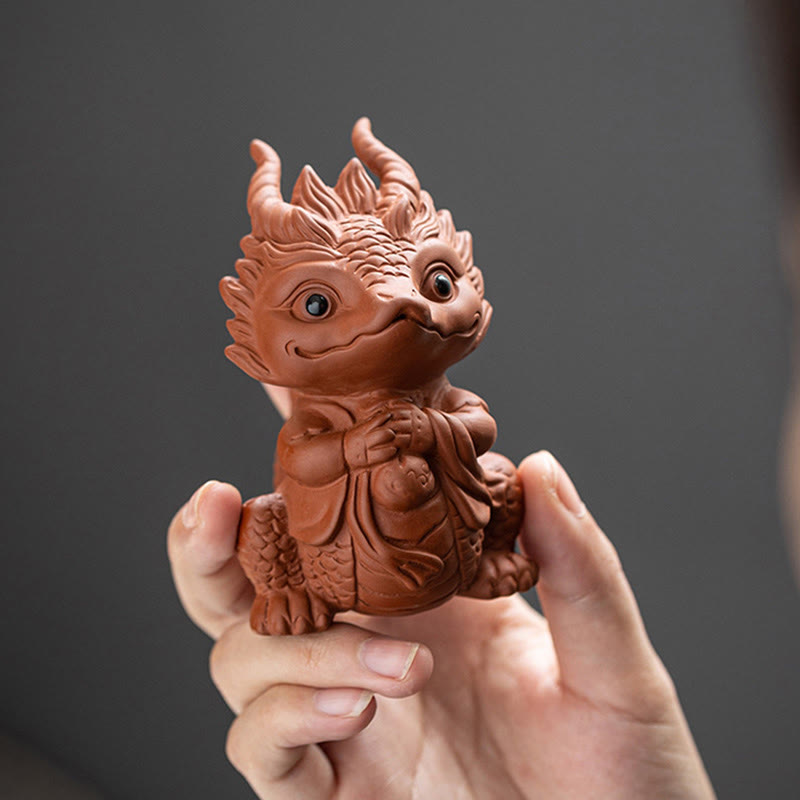 Nimara Ritual Luck Dragon Wealth Tea Pet Purple Clay Figurine Decoration