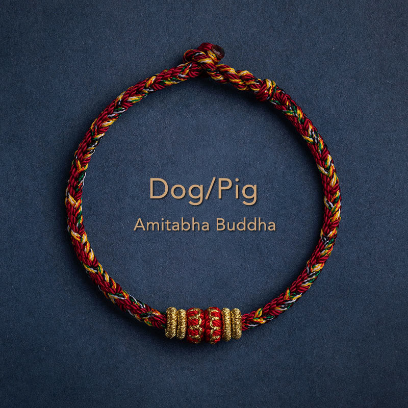 Nimara Ritual Tibet Handmade Chinese Zodiac Natal Buddha Luck Strength Braided String Bracelet