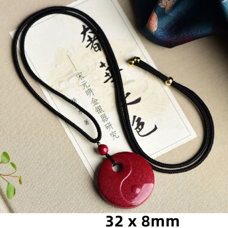 Nimara Ritual Laughing Buddha Yin Yang Chinese Zodiac Gourd Natural Cinnabar Blessing Necklace Pendant