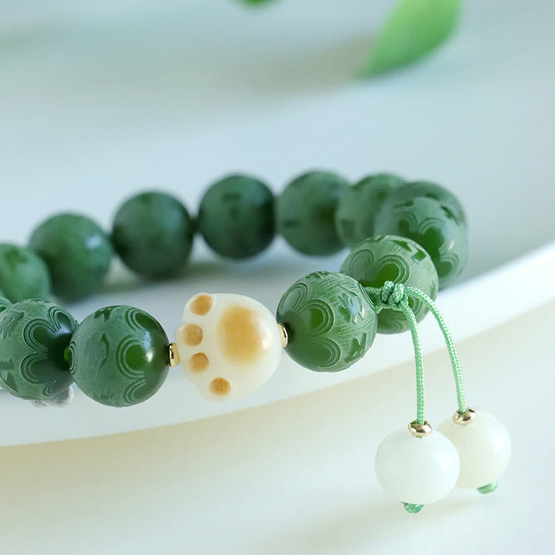 Nimara Ritual Bodhi Seed Om Mani Padme Hum Carved Harmony Bracelet