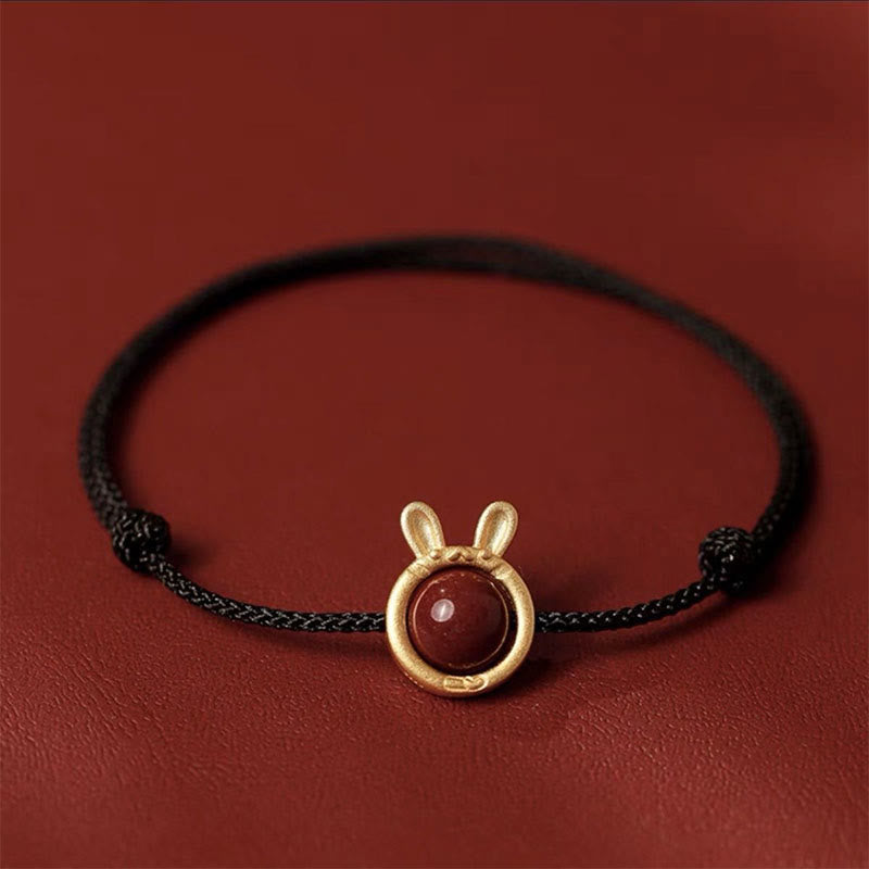 Nimara Ritual Handmade Rabbit Tiger Cinnabar Keep Away Evil Spirits Braided String Bracelet