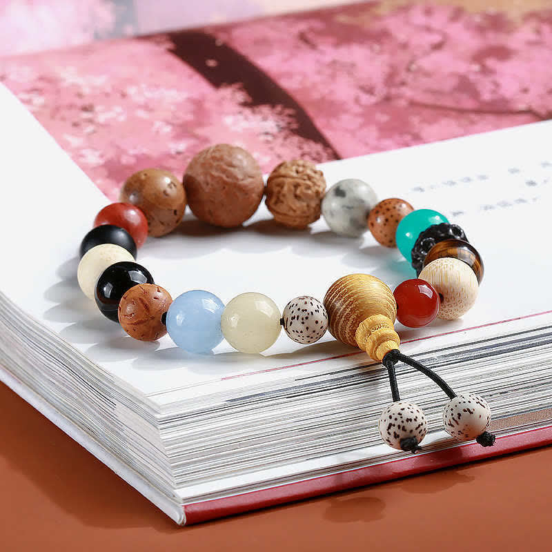 Nimara Ritual Bodhi Seed Agate Wisdom Harmony Wrist Mala Bracelet