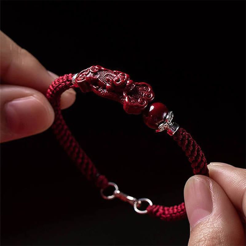 Nimara Ritual Handcrafted PiXiu Cinnabar Wealth Luck Braided Bracelet