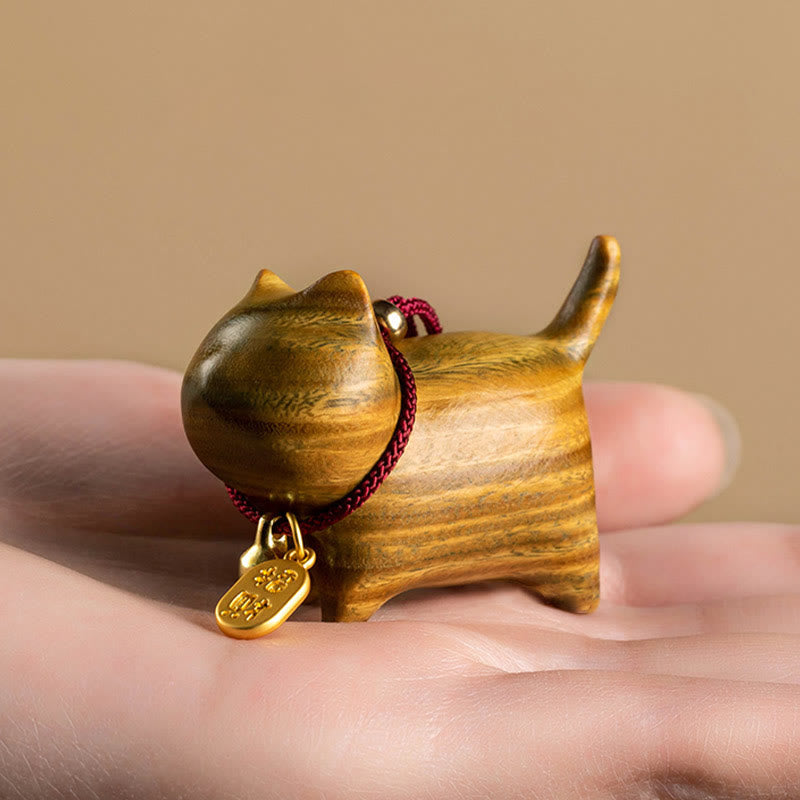 Nimara Ritual Ebony Wood Green Sandalwood Lucky Cat Fu Character Lucky Fortune Bell Balance Car Hanging Decoration