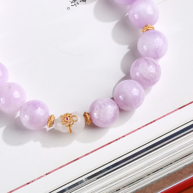 Nimara Ritual Kunzite Hetian White Jade Gourd Love Spiritual Growth Bracelet