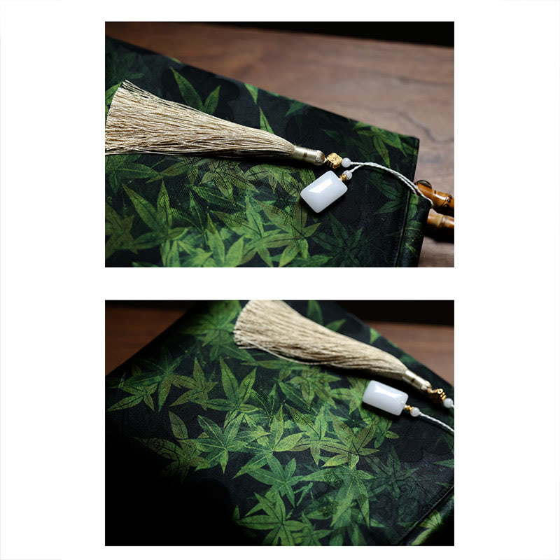 Nimara Ritual Bamboo Leaves Butterfly Koi Fish Bamboo Handles Handbag