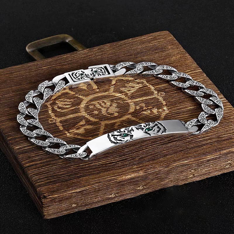 Nimara Ritual Tiger Tang Dynasty Flower Design Copper Luck Chain Bracelet