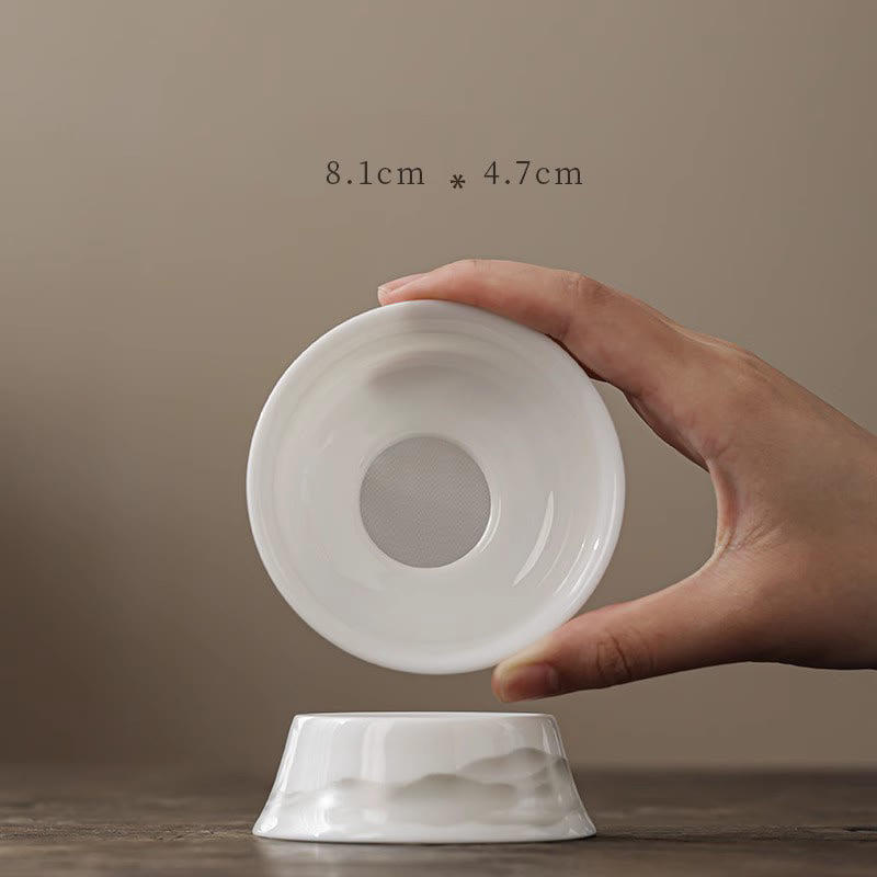 Nimara Ritual Vintage Ink Painting Mountain White Porcelain Ceramic Gaiwan Sancai Teacup Kung Fu Tea Cup And Saucer With Lid Tea Utensil Teapot