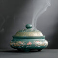 Nimara Ritual Dragon Floral Pattern Backflow Smoke Fountain Ceramic Meditation Incense Burner Decoration