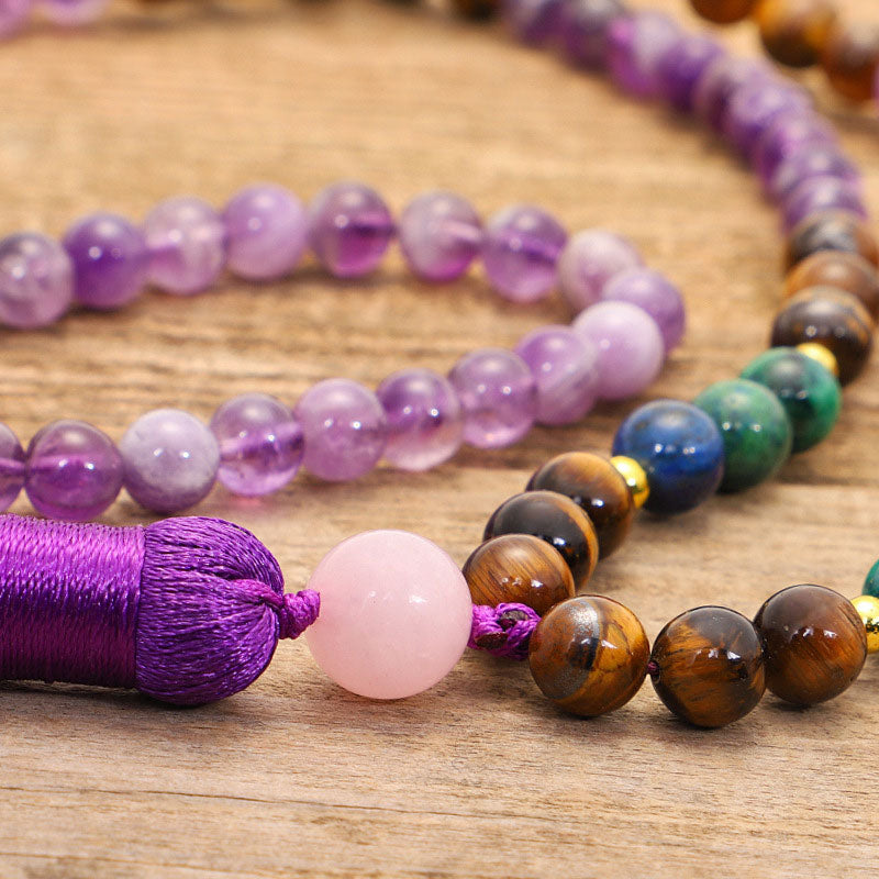 Nimara Ritual Tibetan Amethyst Purify Bracelet Mala Set