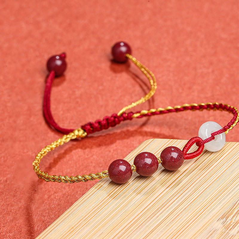 Nimara Ritual Natural Cinnabar Jade Peace Buckle Blessing Bracelet