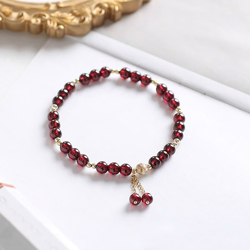 Nimara Ritual 14K Gold Plated Alloy Natural Garnet Calm Bracelet