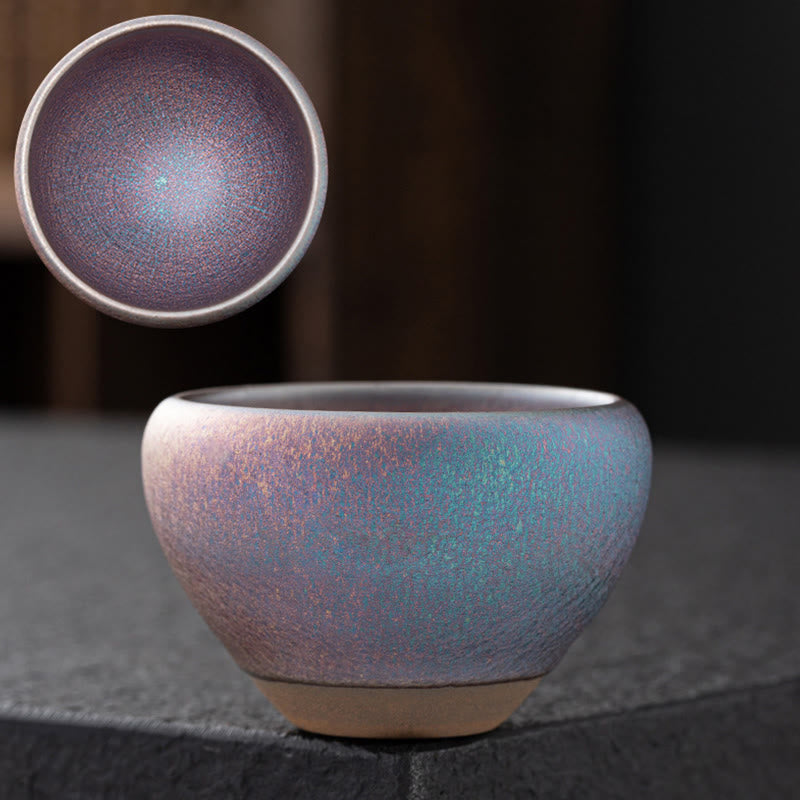 Nimara Ritual Vintage Purple Rainbow Chinese Jianzhan Kiln Change Porcelain Teacup Kung Fu Tea Cup